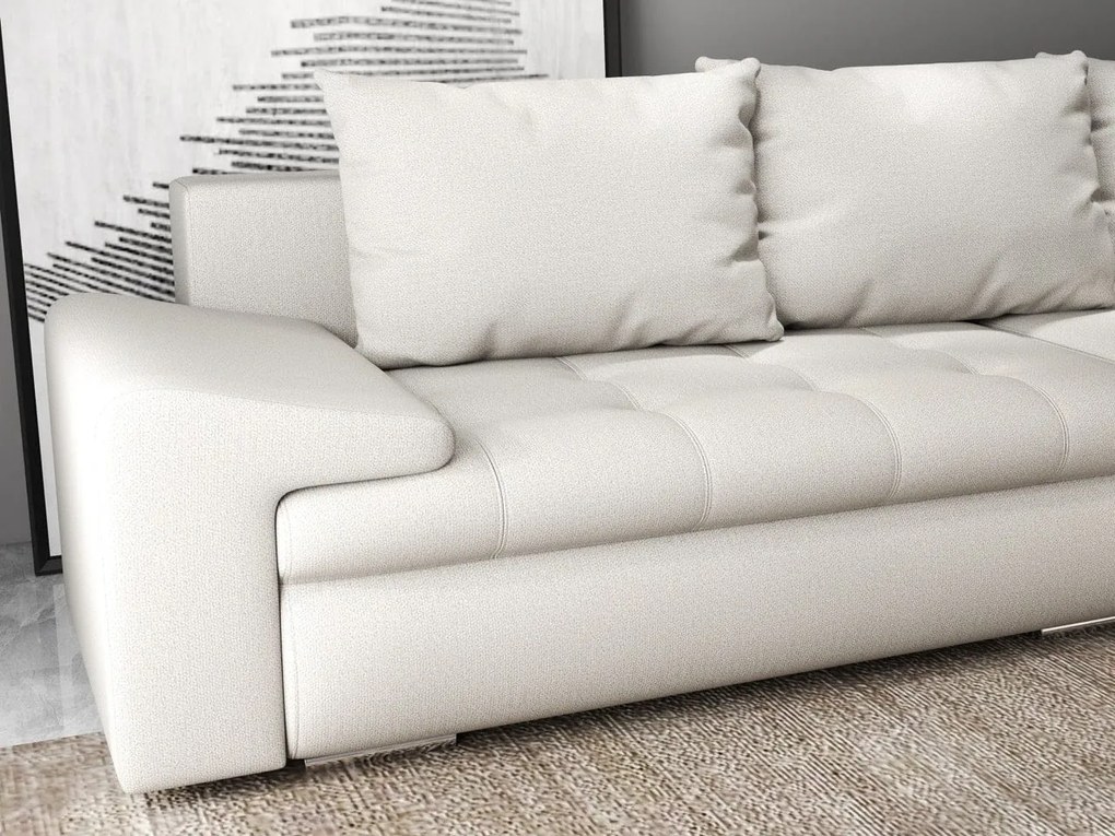 Colțar extensibil dumonde cu ladă de depozitare si sezut confortabil din spuma high-density, Leonardo Enjoy Bej 260x185 cm II