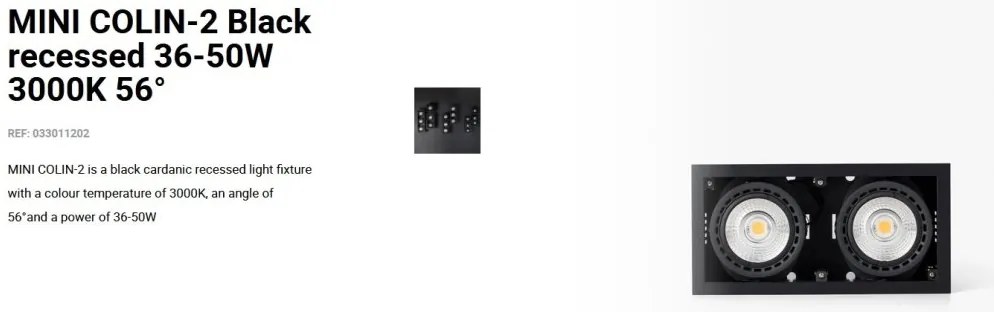 Spot LED incastrabil MINI COLIN-2 Black recessed 36-50W 3000K 56°