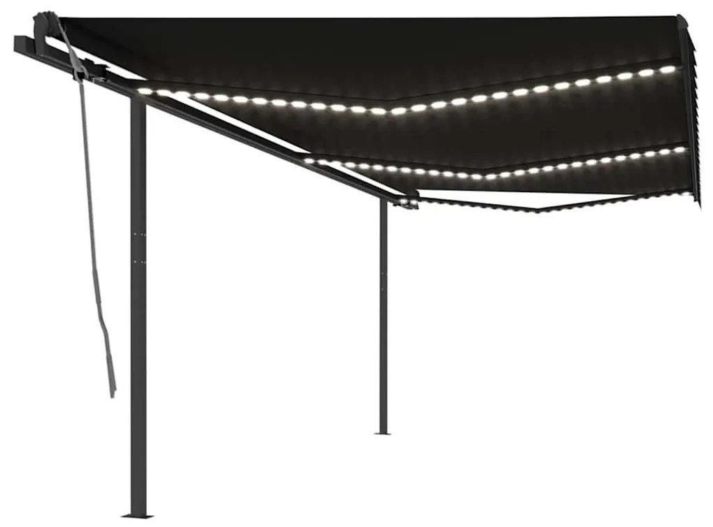 vidaXL Copertină retractabilă manual cu LED, antracit, 6x3 m