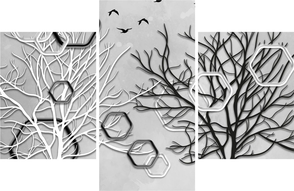Tablou abstract cu pomi (90x60 cm)