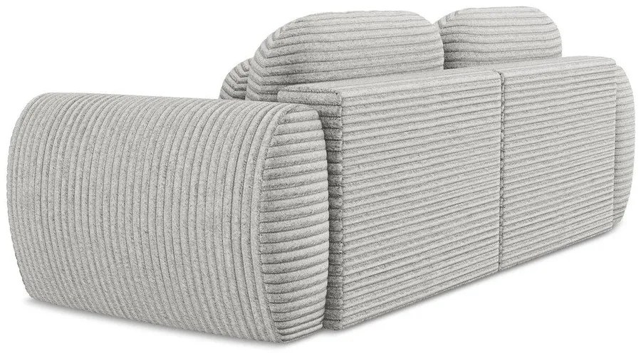 Canapea gri deschis extensibilă/cu spațiu de depozitare cu tapițerie din catifea reiată 266 cm Kini – Makamii