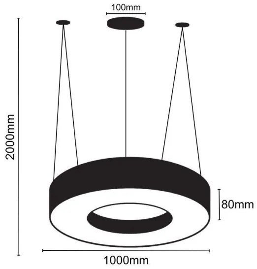 Lustră LED pe cablu LED/50W/230V 4000K d. 100 cm negru