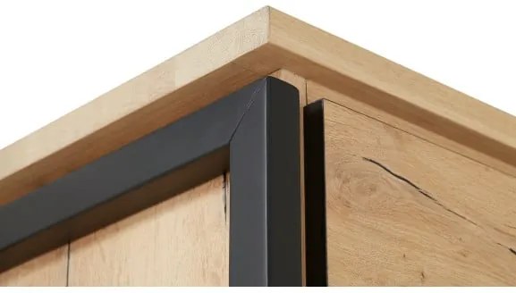 Dulap Reno Cu 1 Usa, Smoked Oak Furnir Din Lemn Masiv, 60 Cm