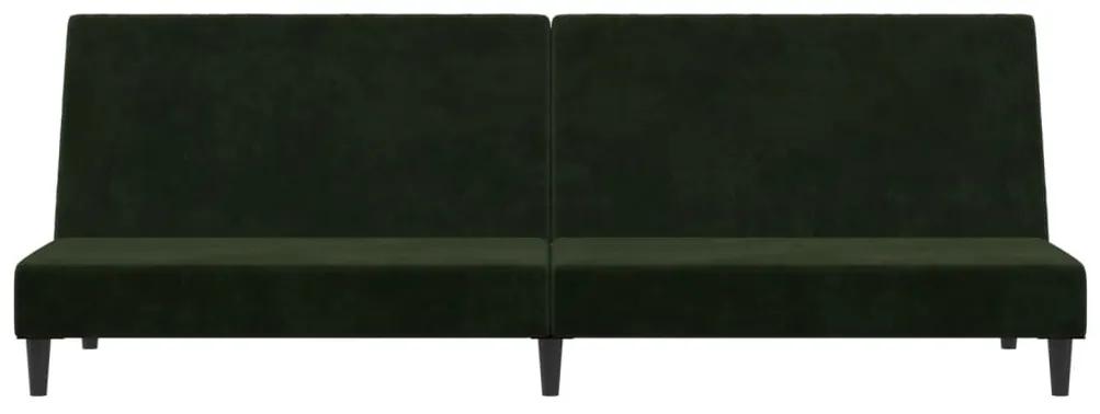 Canapea extensibila cu 2 locuri, verde inchis, catifea Morkegronn, Fara suport de picioare
