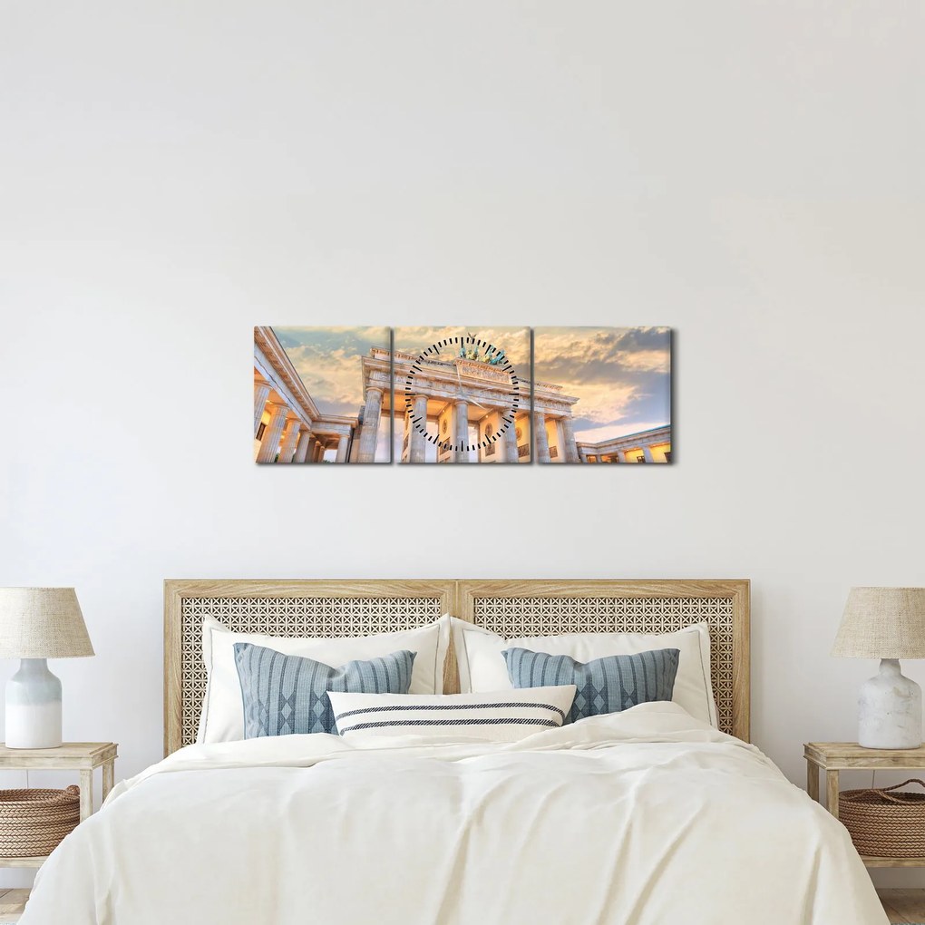 Tablou - Poarta Brandenburg, Berlin, Germania (cu ceas) (90x30 cm)