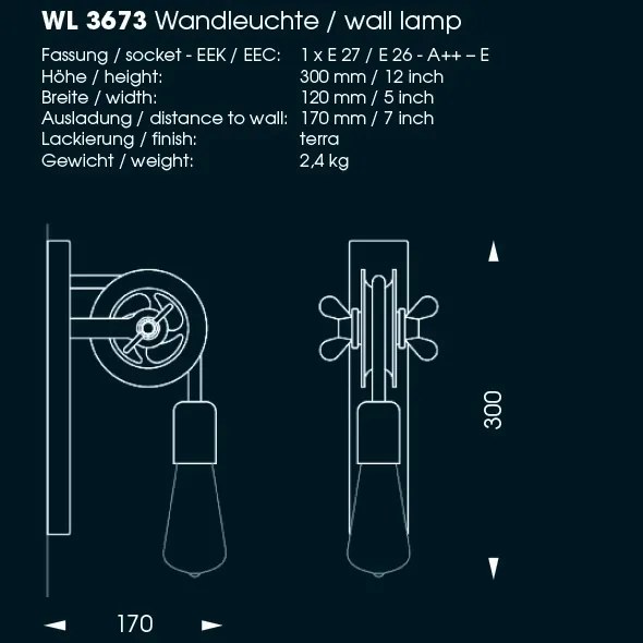 Aplica perete design industrial cu scripete WL 3673
