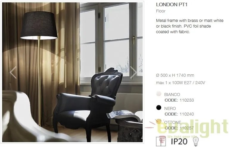 Lampadar modern LONDON PT1 NERO 110240