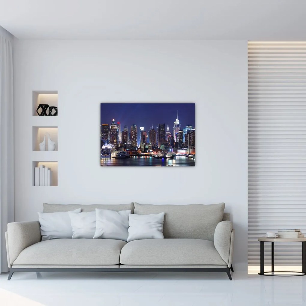 Tablou - Zgârie-nori din New York iluminate (90x60 cm)