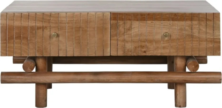 Măsuță de cafea dreptunghiulară din lemn de mango, natur, cu 2 sertare, finisaj satinat, 45 x 100 x 60 cm, „Tavira” – Ethnic Collections