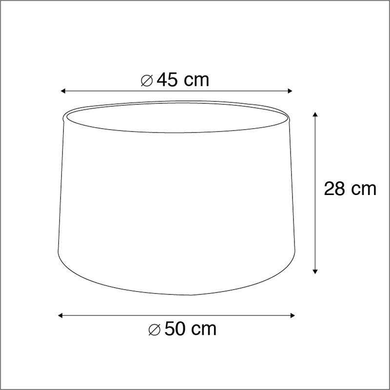 Abajur din bumbac negru 45/50/28 cu interior auriu