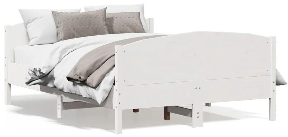 3216177 vidaXL Cadru de pat cu tăblie, alb, 120x200 cm, lemn masiv de pin