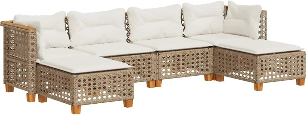 vidaXL Set canapele de grădină cu perne, 6 piese, bej, poliratan