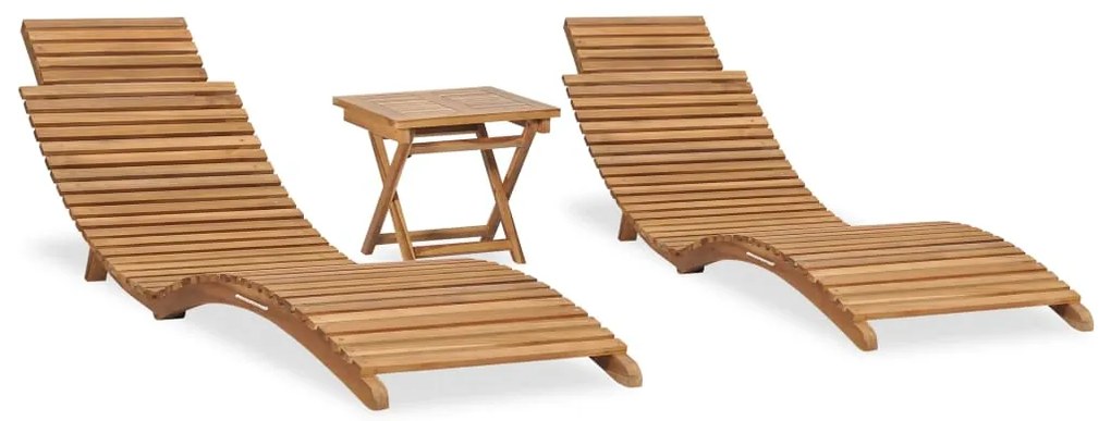 vidaXL Set mobilier de grădină pliabil, 3 piese, lemn masiv de tec
