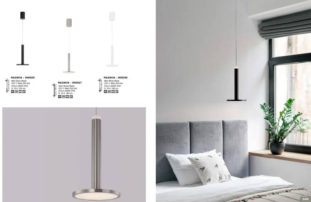Lustra / Pendul LED modern design minimalist PALENCIA negru