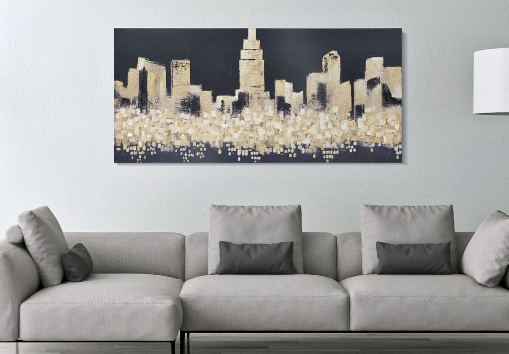 Mauro Ferretti Pictura Pe Panza Golden City Cm 150X3,8X70