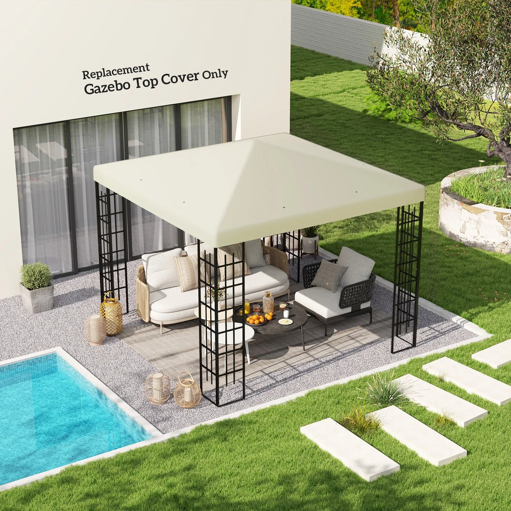 Outsunny Acoperiș pentru Foișor 3x3 m cu 8 Orificii din Țesătură Oxford 600D Cremă | Aosom Romania