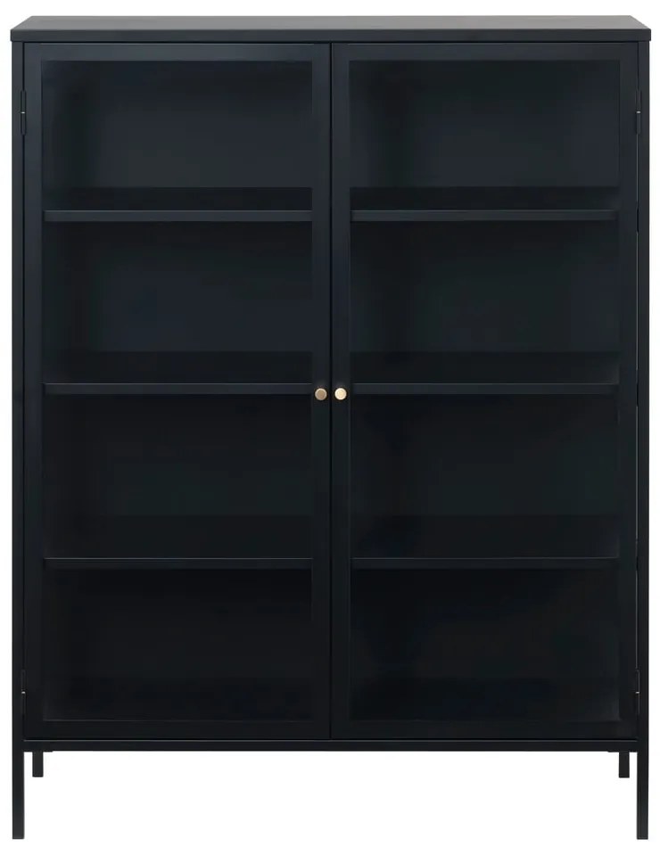 Vitrină neagră din metal 110x140 cm Carmel – Unique Furniture