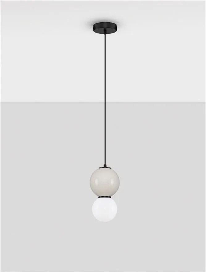 Pendul LED decorativ portelan gri deschis, sticla alb, NOESIS