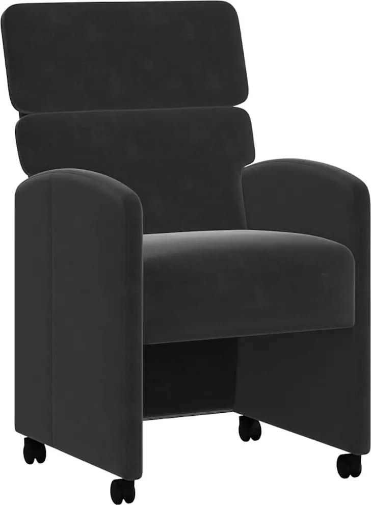 vidaXL Scaune de dining cu roți 2 pcs Negru 58 x 65 x 98 cm Catifea