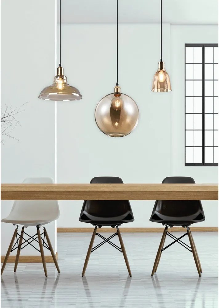 Lustră alămie din metal cu abajur din sticlă ø 28 cm Aldo – Reality