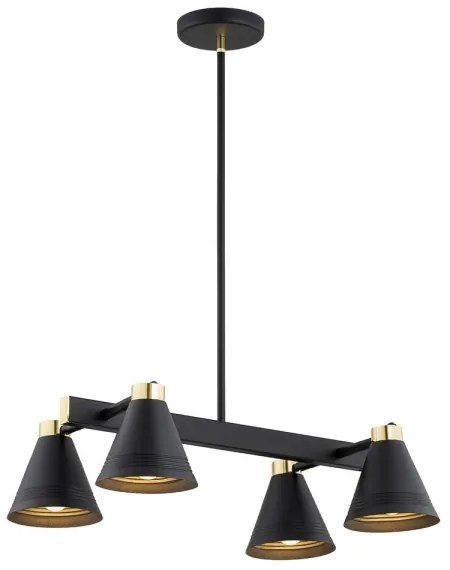 Lustră pe tijă AVALONE 4xE27/15W/230V neagră/aurie Argon 1774
