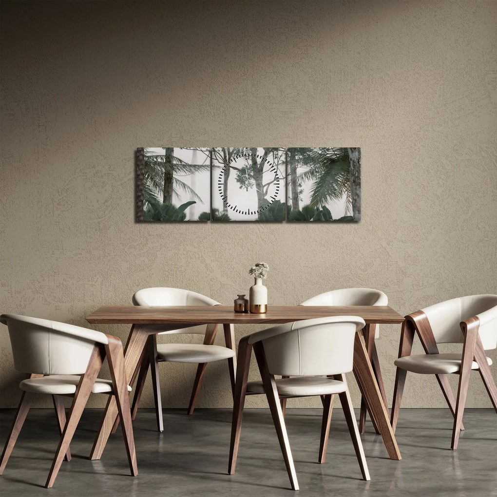 Tablou - Jungla în ceața dimineții (cu ceas) (90x30 cm)