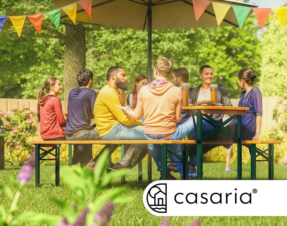 Set de masă pentru bere KLASIK, 170cm, maro natural Casaria