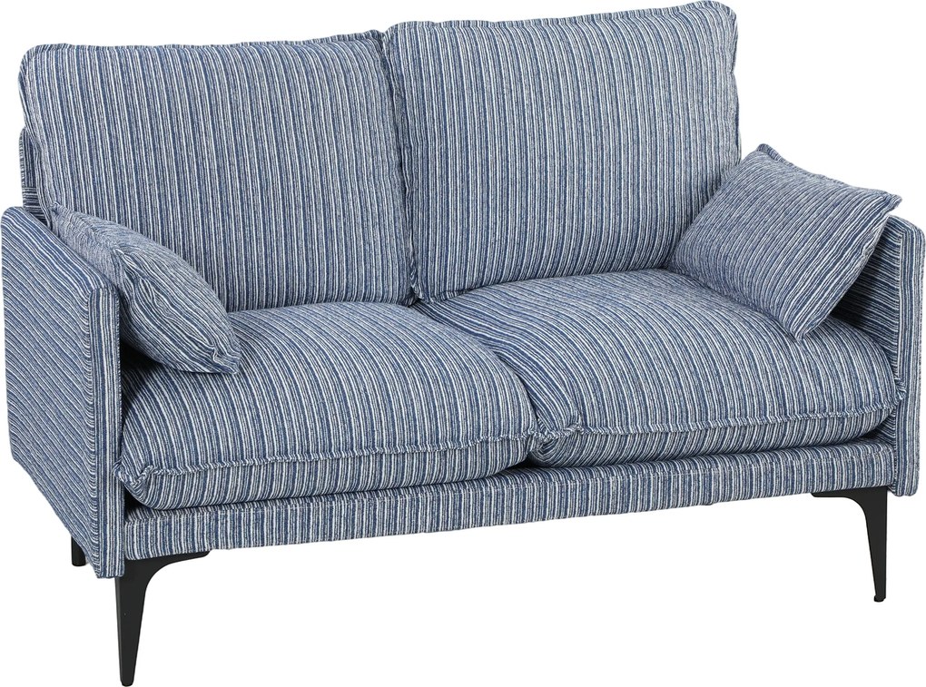 HOMCOM Canapea 2 locuri din material respirabil cu perne groase, 2 perne, cotiere, pentru living, Albastru | Aosom Romania