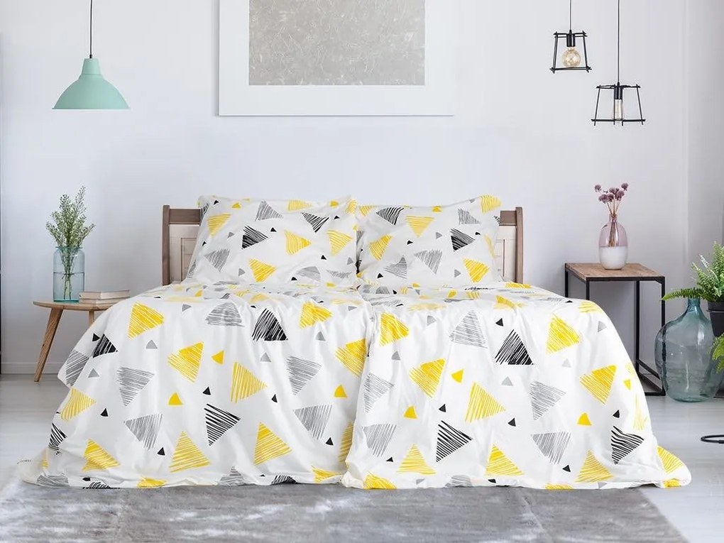 Lenjerie de pat creponata TRIANGLE alba Dimensiune lenjerie de pat: 70 x 90 cm | 140 x 200 cm