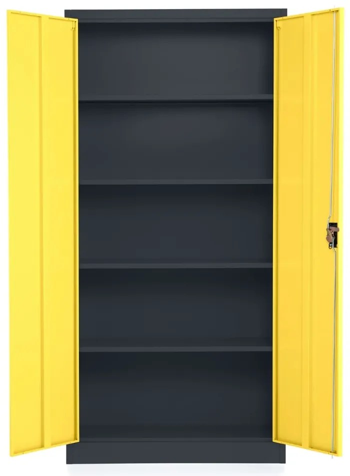 Dulap metalic universal, 90 x 40 x 185 cm, încuietoare cu cilindru, galben - ral 1023