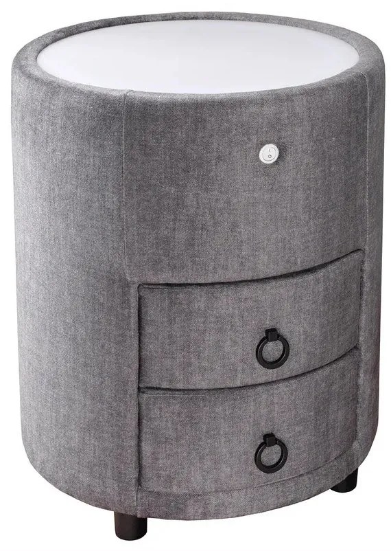 Noptiera rotunda cu iluminat LED SIGNUM 55cm catifea gri