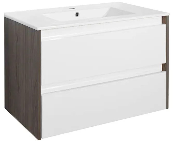 Dulap inferior Porto 80 cu lavoar rauna alb-ulm