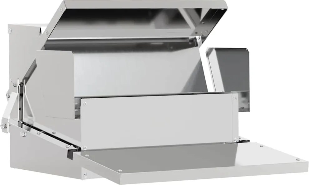 vidaXL Hrănitor cu pedale pentru pui Argintiu 50 x 40 x 29 cm