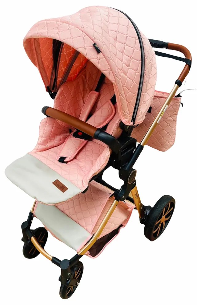 Carucior 3 in 1 cu landou, scoica si geanta, 0-36 luni, Roz - CPC-11-roz