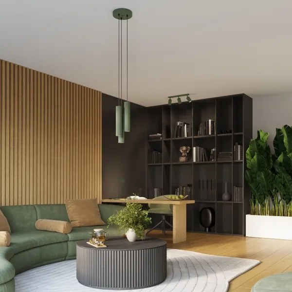 Lustră pe cablu Sollux SL.1614 KARBON 3xGU10/10W/230V verde