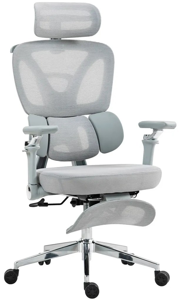 METACHAIR FOAM SEAT Scaun ergonomic, cotiere 6D, suport lombar reglabil, spătar reglabil înălțime, tetieră 2D, suport picioare, mecanism multifunctional inclinare/blocare, pivotant, Mesh, Gri