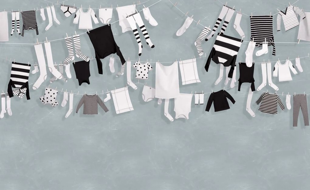 Fototapet, Laundry Day, Blue, Rebel Walls