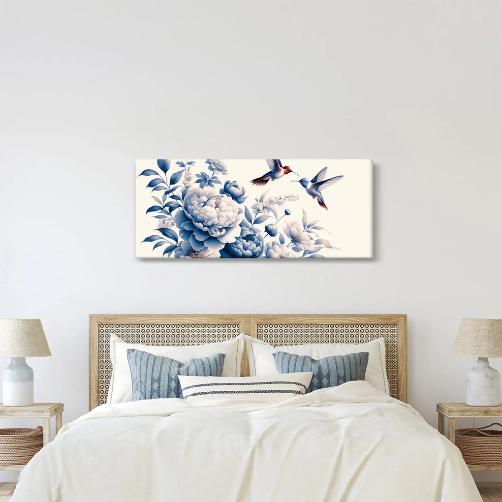Tablou - Colibri deasupra florii (120x50 cm)