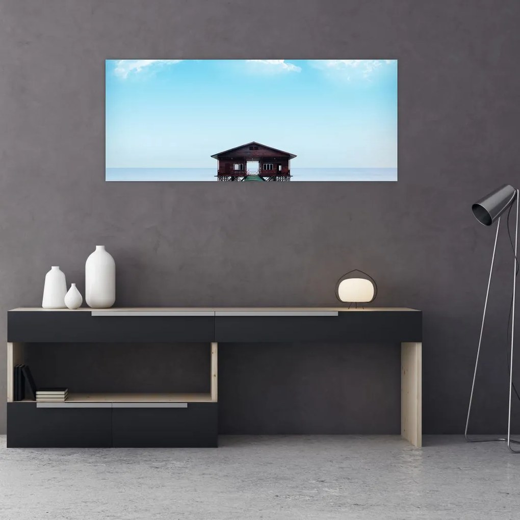 Tablou cu casă pe mare (120x50 cm)