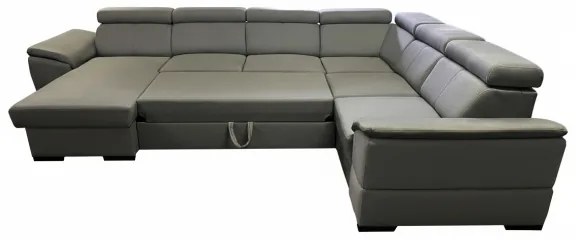 Colțar extensibil GRANADA cu colț universal în formă de U și spațiu de depozitare, gri închis