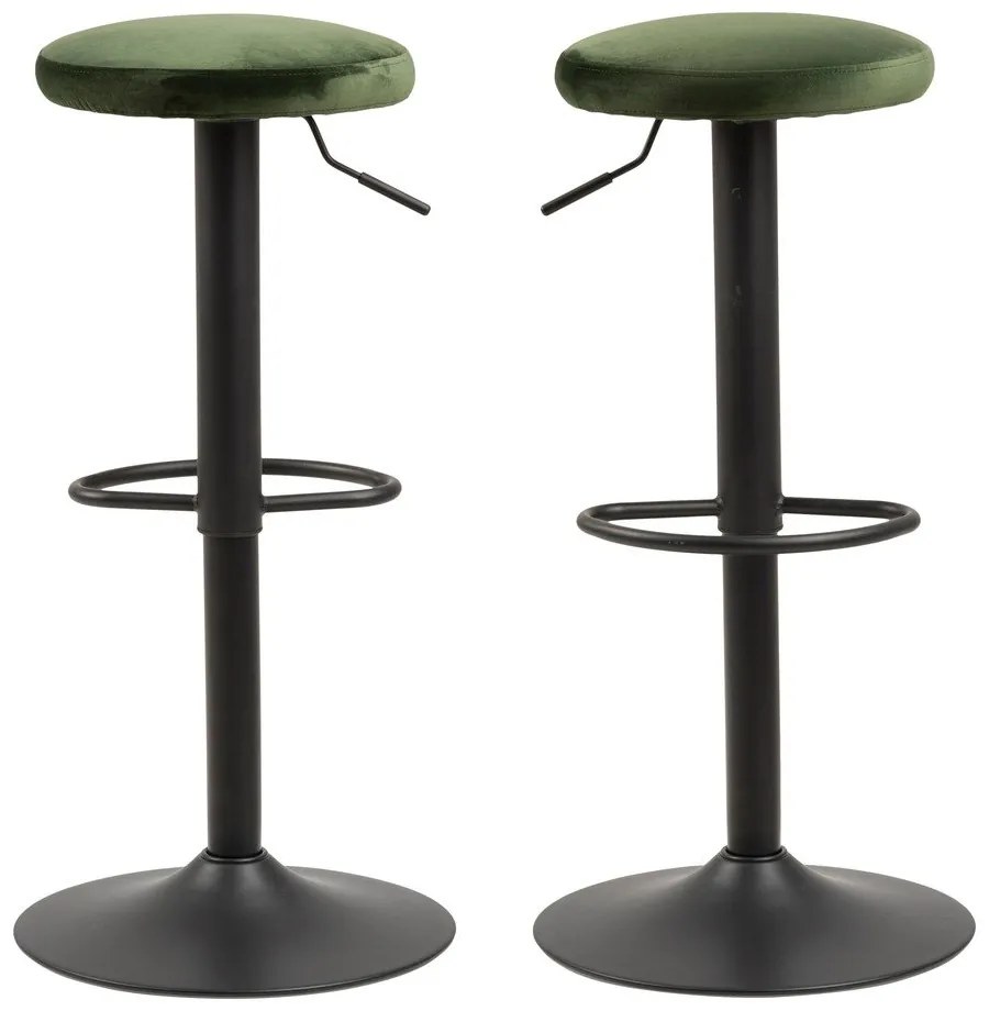 Scaun de bar verde cu înălțime ajustabilă tapițat (înălțime șezut 62 cm) Finch – Actona
