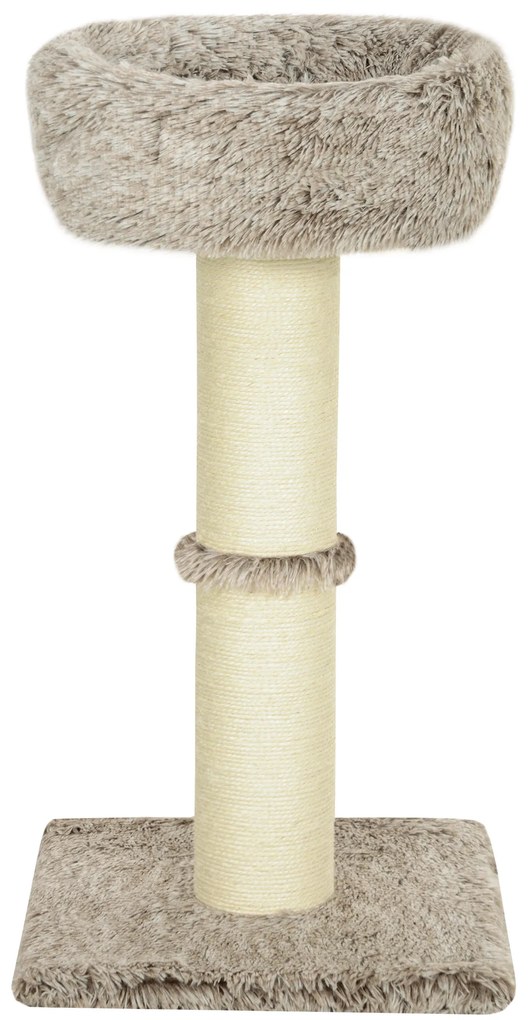 PawHut Pom pentru pisici pom pentru zgâriere pentru pisici pat cu pluș bază mare pentru interior 45lungime x 45lățime x 87înălțime cm maro | Aosom Romania