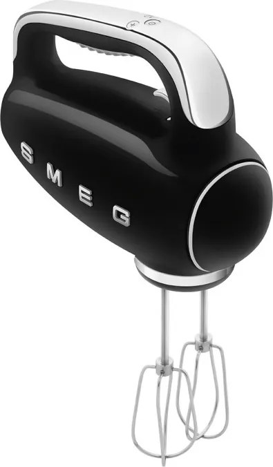 Mixer manual SMEG 50's Style HMF01BLEU, 250 W, 9 viteze, Functie Turbo, Afisaj LED, Timer, Accesorii, Negru