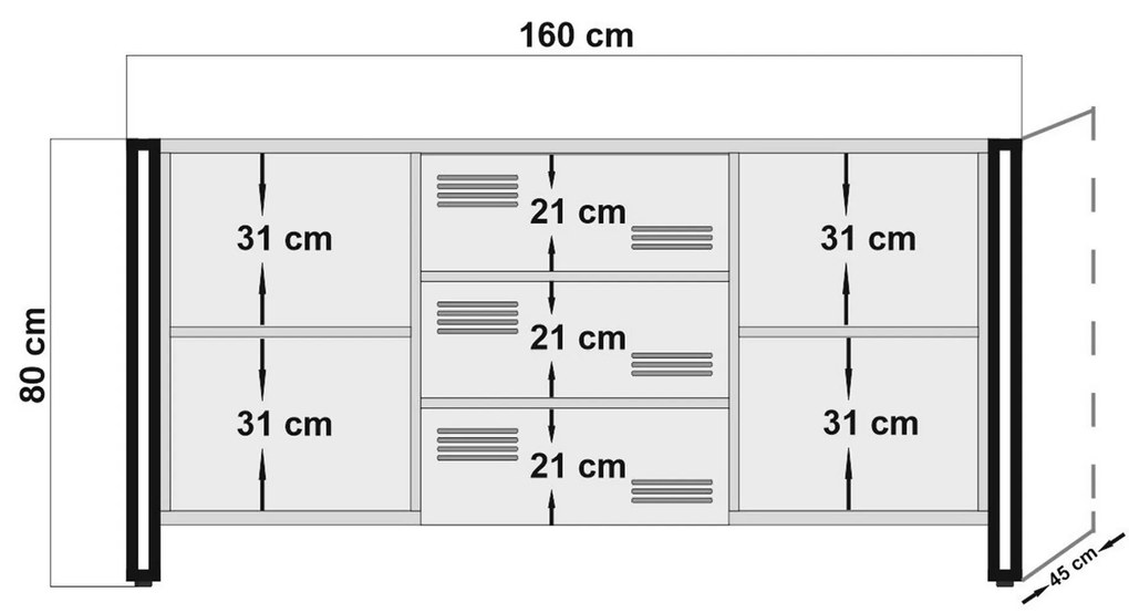 Comodă Cosmopolitan 2 (pin antlantic + negru). 1071946