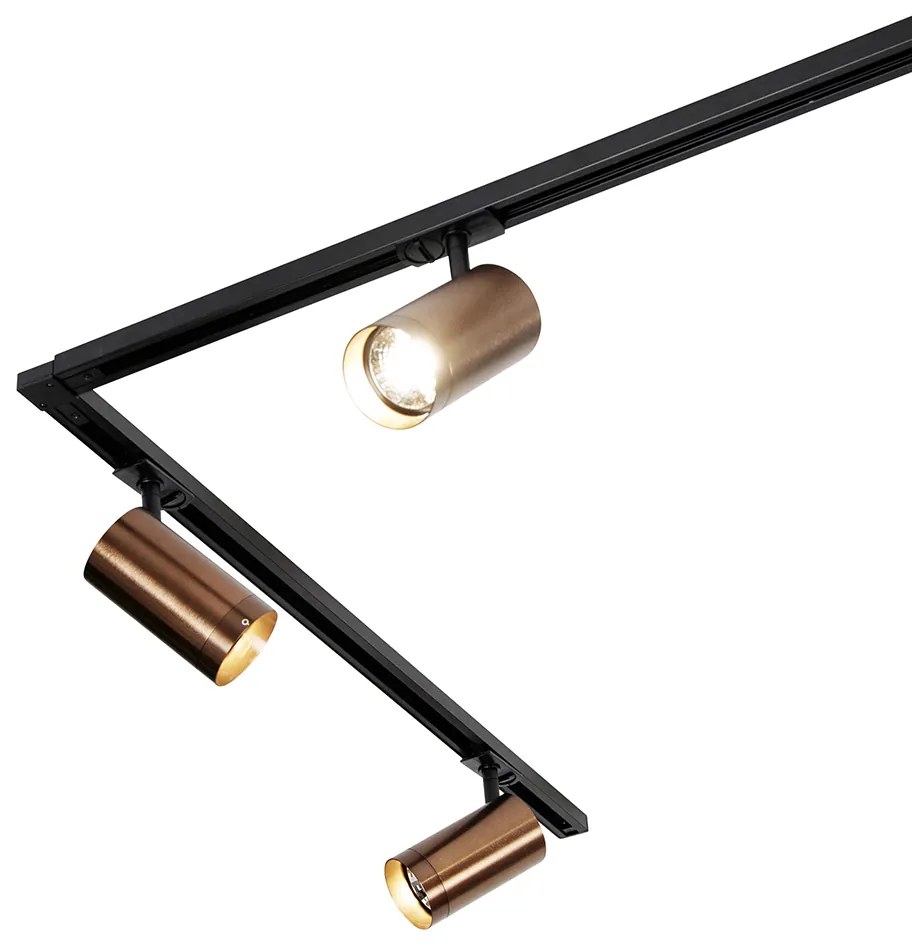 Sistem de iluminat pe șină modern cu 5 spoturi bronz închis monofazat GU10 70mm - Iconic Jeana Luxe