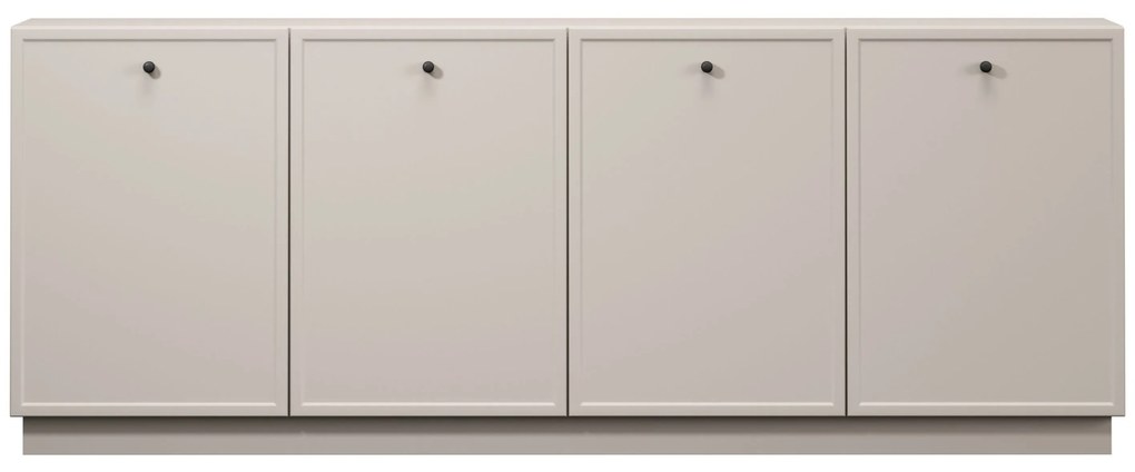 Comodă cu patru uși Lorini 200 cm - cașmir / mânere negre