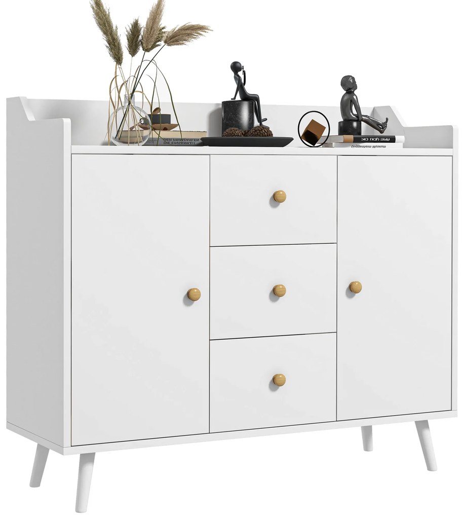 Bufet HOMCOM Alb 90x80 PAL-Pin | Aosom Romania