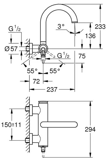 Baterie cada - dus Grohe Atrio monocomanda antracit periat Hard Graphite