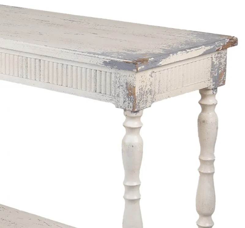 Consola alba, din lemn, aspect vintage, Lis