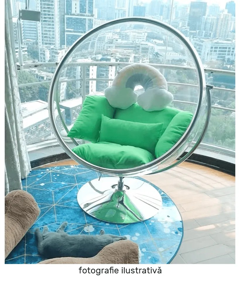 Scaun suspendat cu suport,BUBBLE TIP 2, transparent/auriu/gri